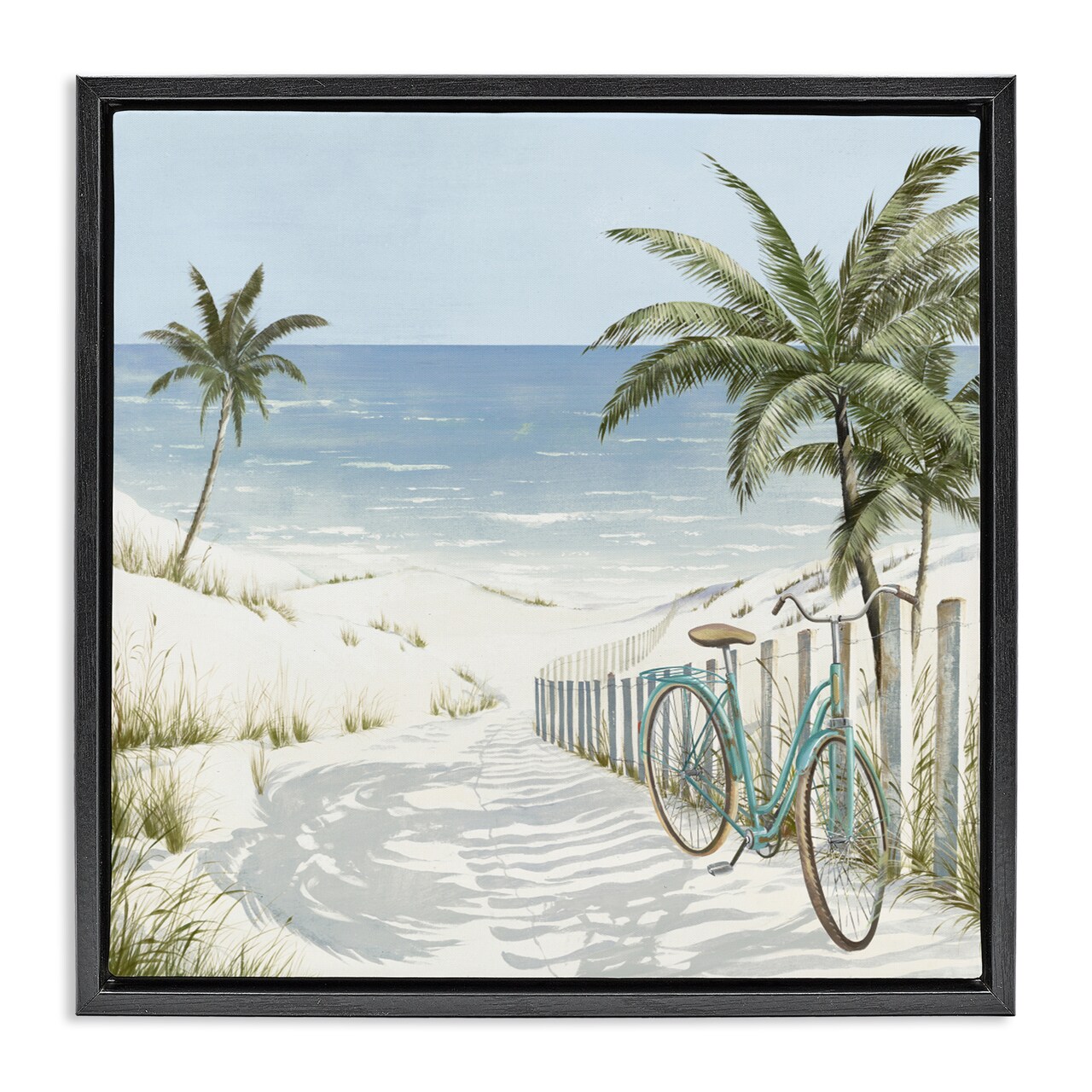 Stupell Industries Beach Bike Coastal Scene Floating Frame, design by Lorenzo Collective